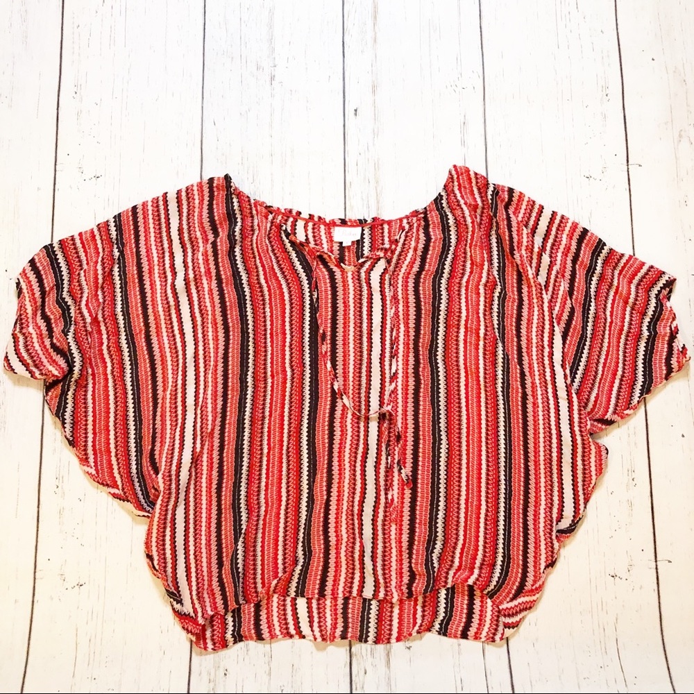 Parker orange black stripe boho short sleeve top S